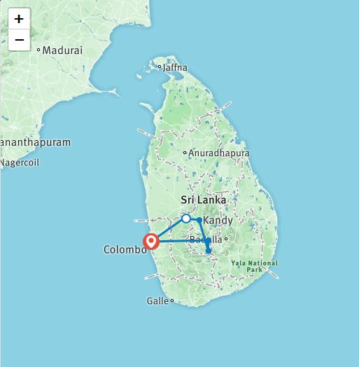 tourhub | Stelaran Holidays | Little England’ of NuwaraEliya | Tour Map
