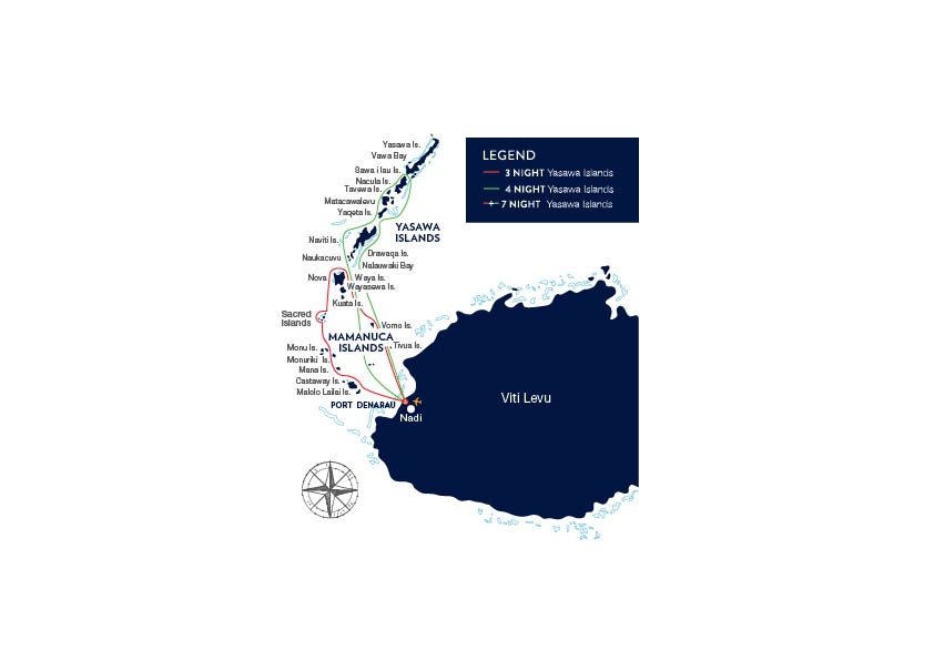 tourhub | Captain Cook Cruises Fiji | 3 Night Mamanuca & Southern Yasawa Discovery Cruise | Tour Map