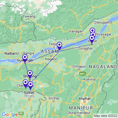 tourhub | UncleSam Holidays | Amazing North East India Tour | Tour Map
