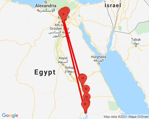 tourhub | Egypt Best Vacations | 7 Day Egypt Tour: Cairo, Luxor, Aswan And Nile Cruise | Tour Map