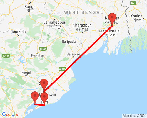 tourhub | Agora Voyages | Kolkata & Temples of Odisha Tour | Tour Map