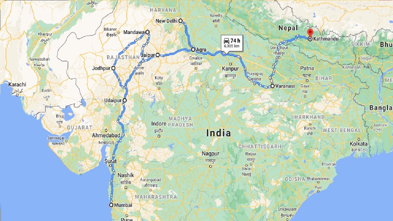 tourhub | Panda Experiences | North India with Nepal | Tour Map
