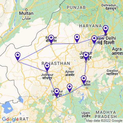 tourhub | Holidays At | Rajasthan Fort and Palace Tour | Tour Map