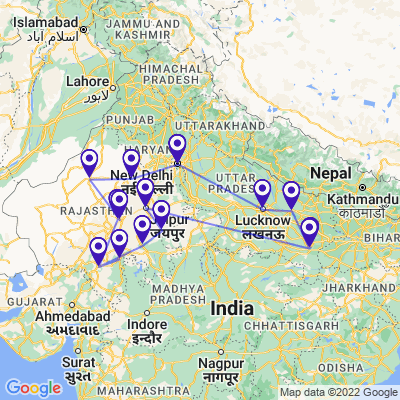 tourhub | UncleSam Holidays | North India with Varanasi Tour | Tour Map