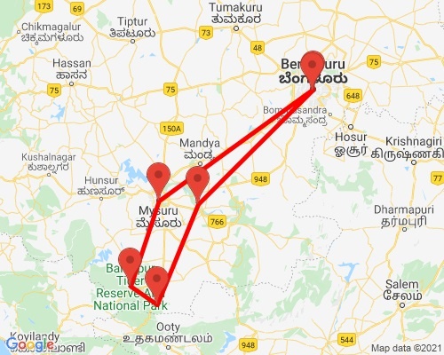 tourhub | Agora Voyages | Heritage and Wildlife Trail: Discovering Mysore, Bandipur, and Somanathpur | Tour Map