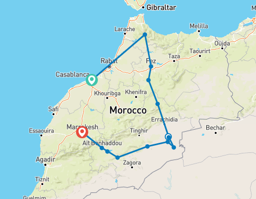 tourhub | Best Tours Morocco | Exotic Morocco (Private Guided tour/ 4 Star Hotels) | Tour Map