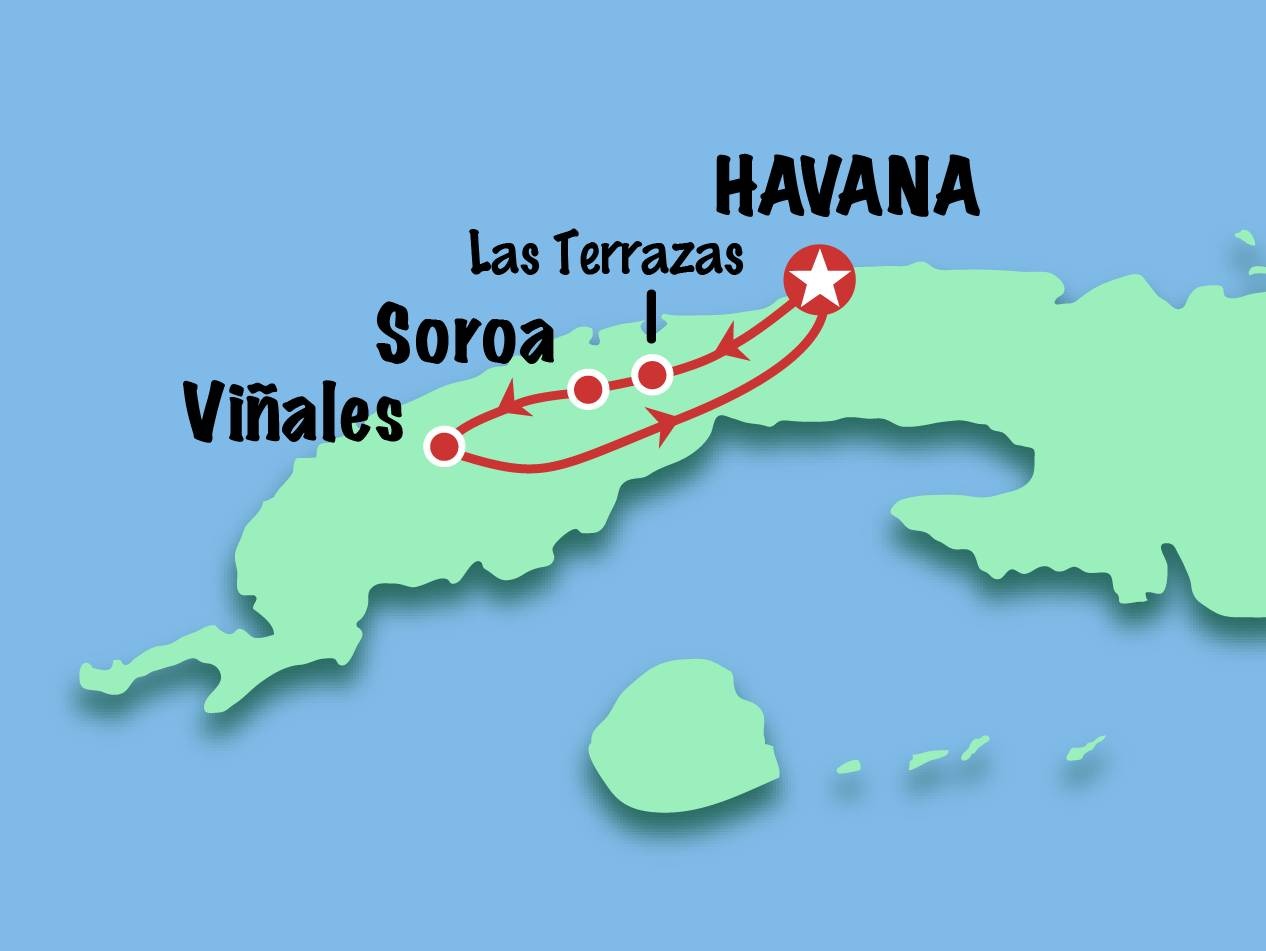 tourhub | Cuban Adventures | Cuba Experience - Havana to the West | Tour Map