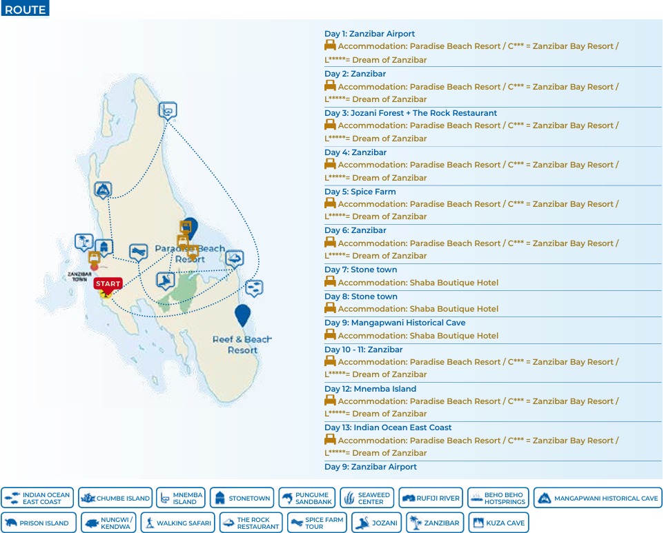 tourhub | Beach and Safari Holidays | Culture and Beach Holiday | Tour Map