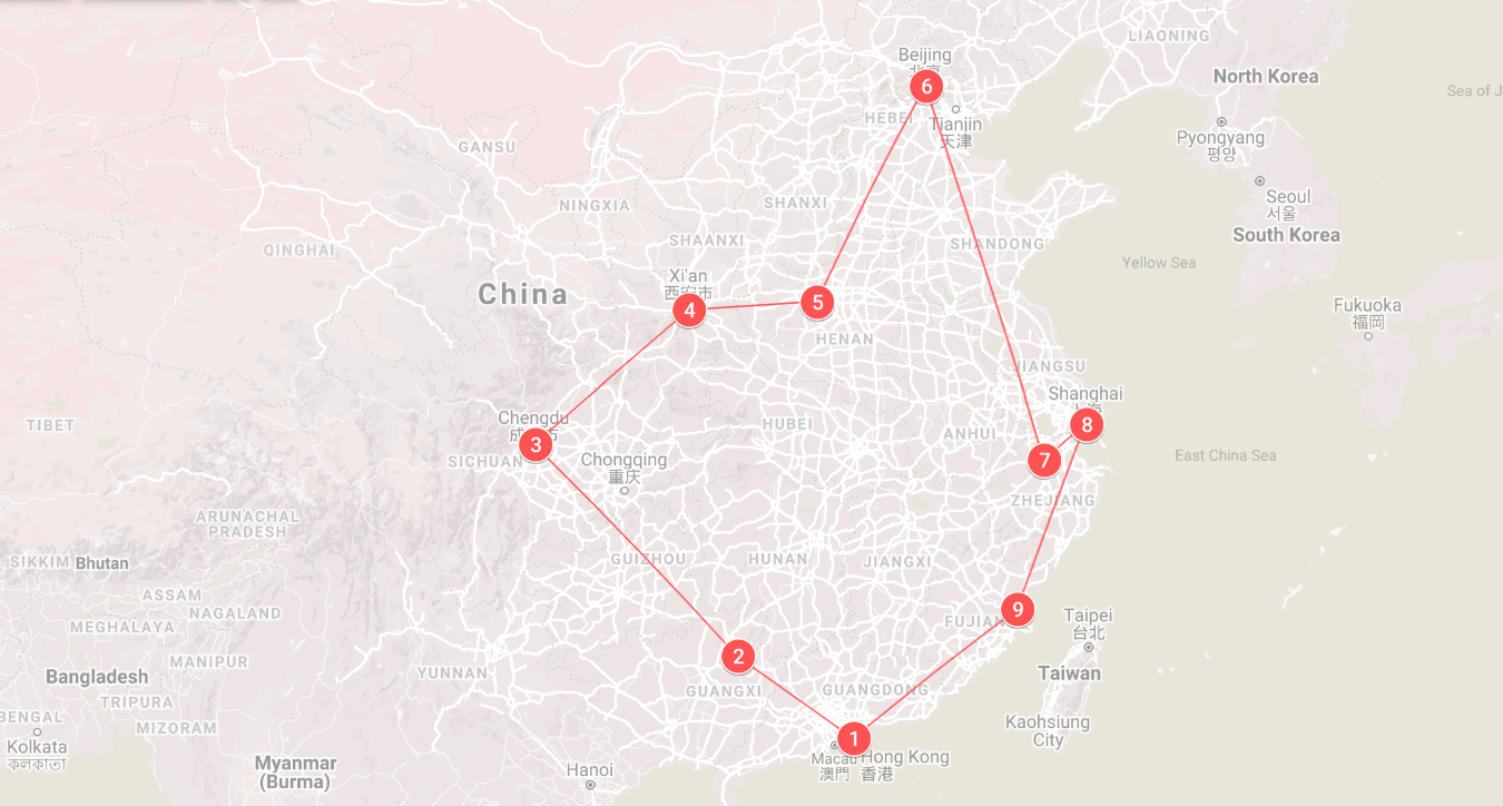 tourhub | The Dragon Trip | 26-day China Loop | Tour Map