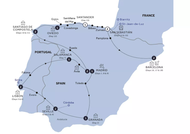 tourhub | Insight Vacations | Grand Spain & Portugal - End Barcelona, Classic Group | Tour Map
