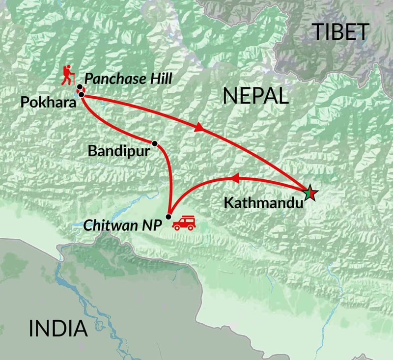 tourhub | Encounters Travel | Nepal Family Adventure tour | Tour Map