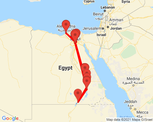 tourhub | Egypt Best Vacations | 9 Day Egypt Budget Tour: Cairo, Alexandria, Luxor And Aswan | Tour Map