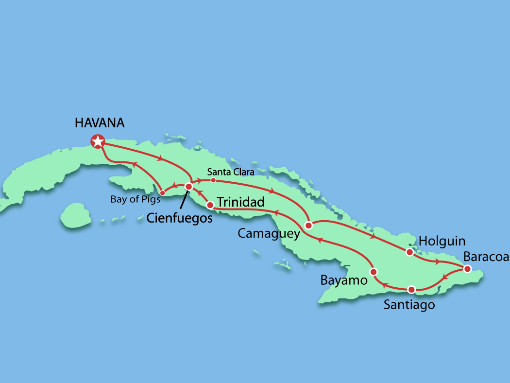 tourhub | Cuban Adventures | Cuba Experience - Havana to the East | Tour Map