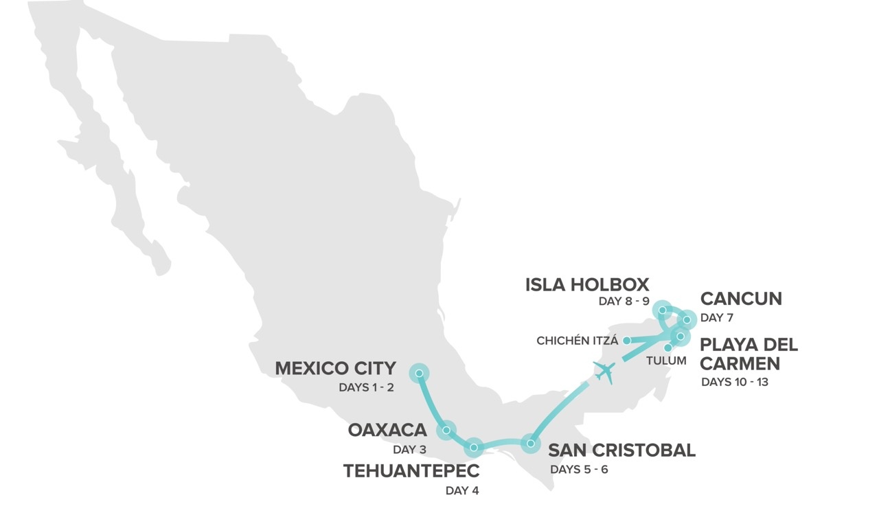 tourhub | Intro Travel | Viva Mexico | Tour Map