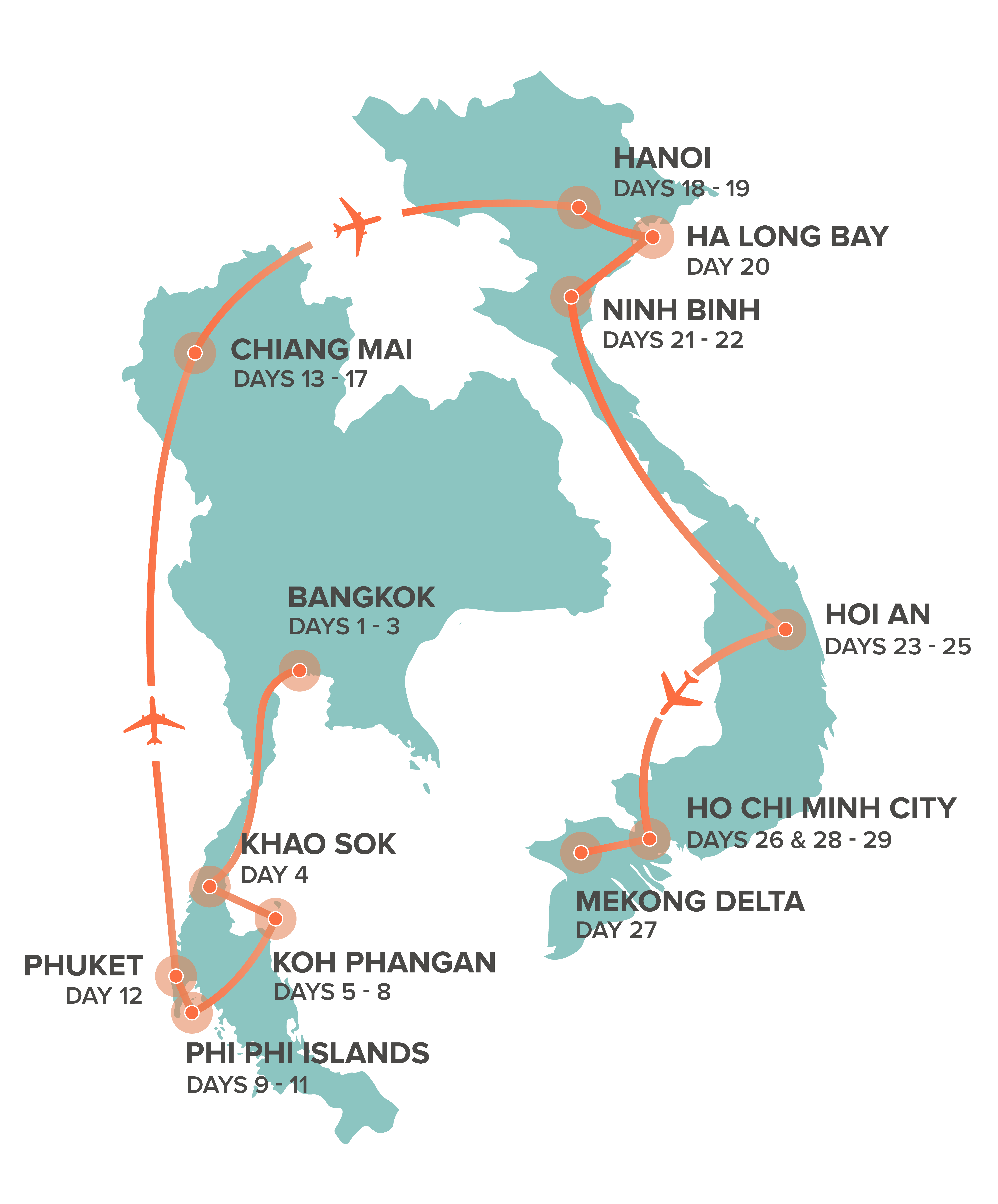 tourhub | Intro Travel | Thailand + Vietnam Intro | Tour Map