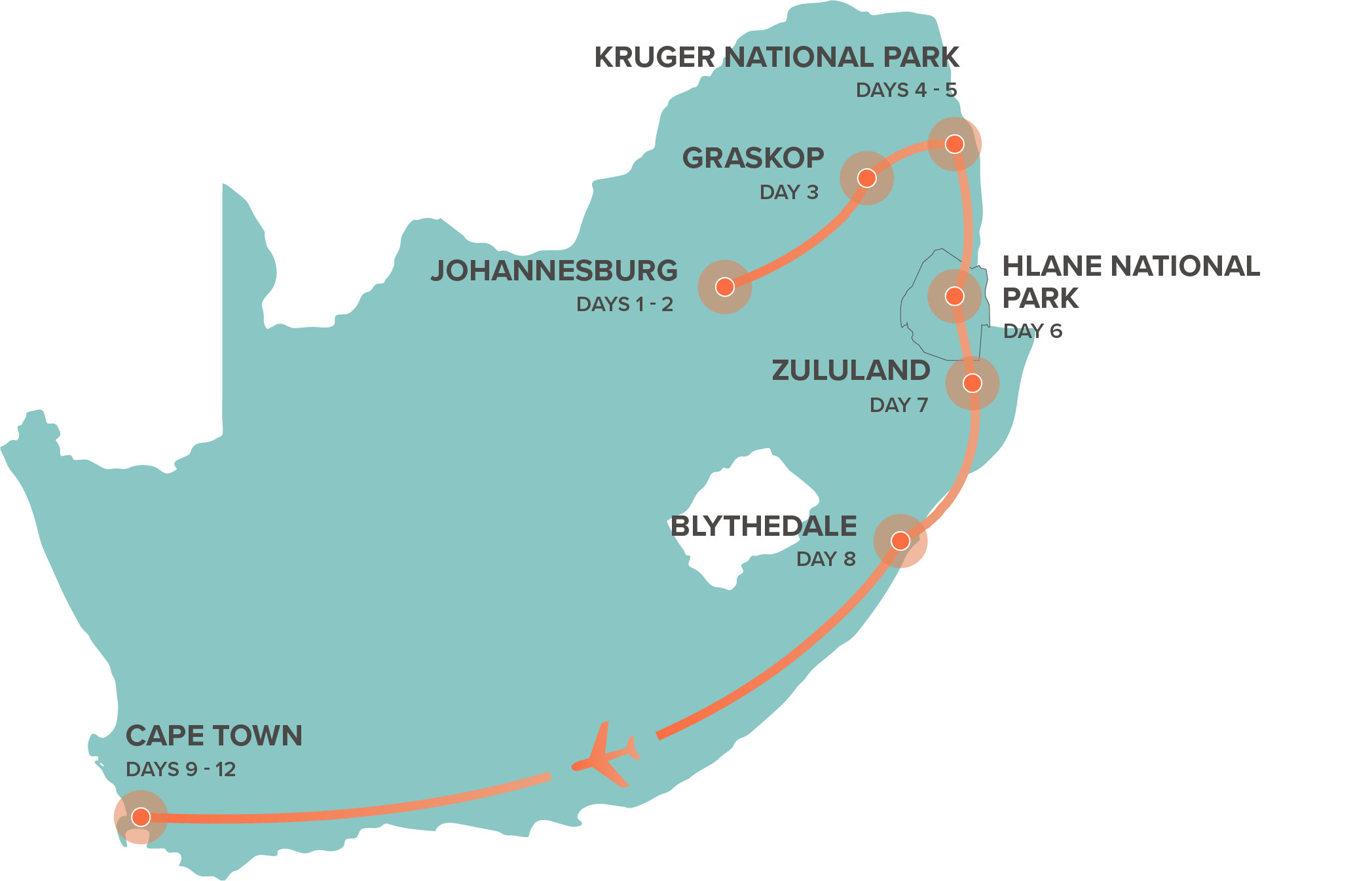 tourhub | Intro Travel | South Africa Adventure | Tour Map