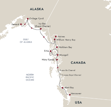 tourhub | HX Hurtigruten Expeditions | Wilderness, Glaciers & Culture | Southbound | Tour Map