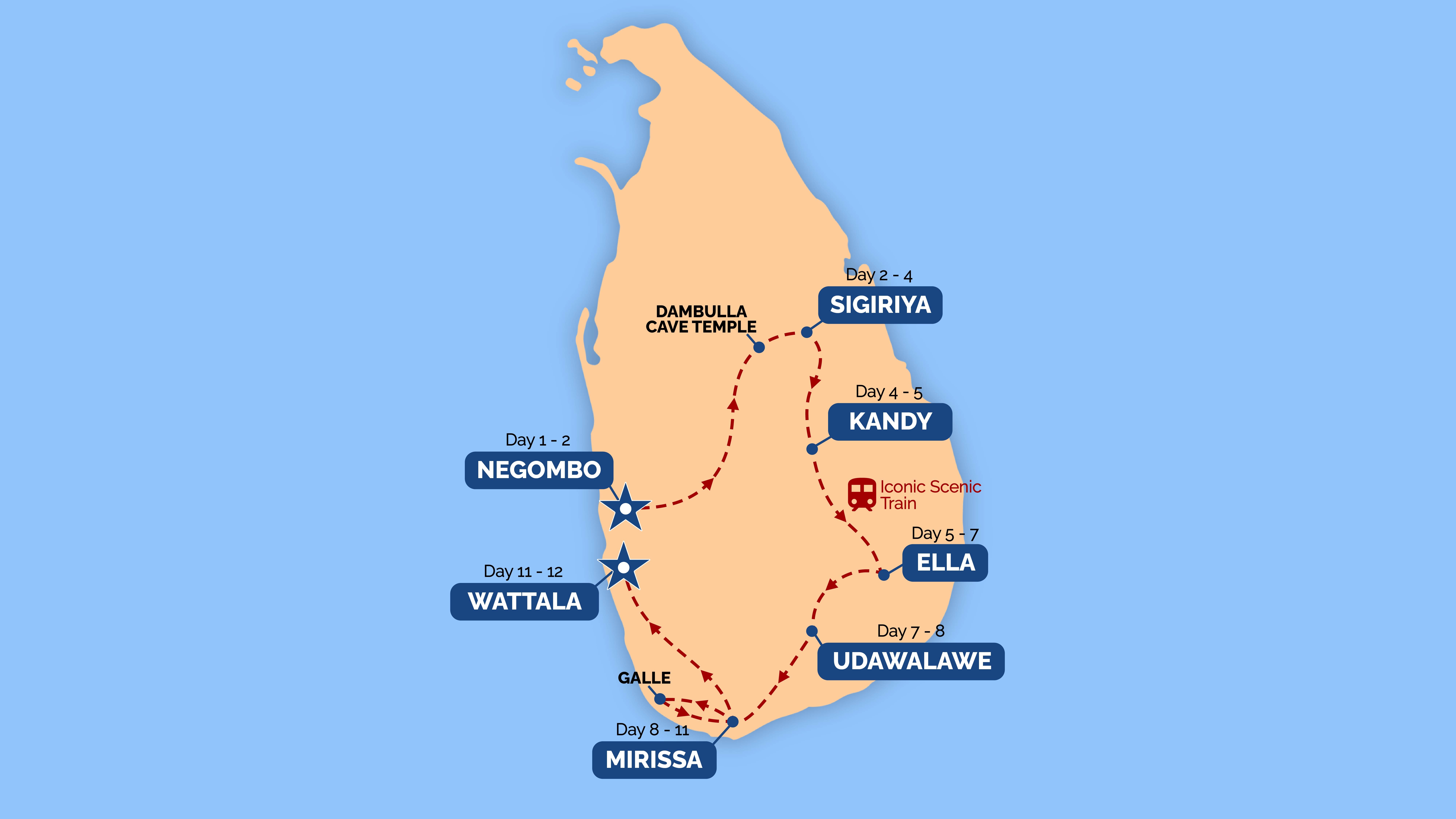 tourhub | One Life Adventures | Sri Lanka Classic 12 Day Tour | Tour Map