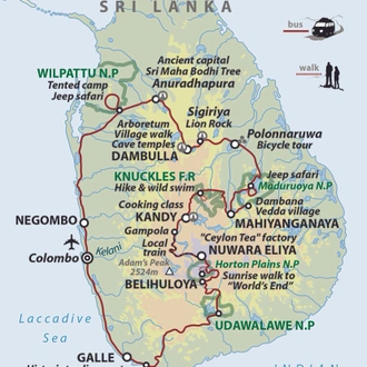 tourhub | Wild Frontiers | Sri Lanka: Hidden Treasures of the Sacred Island (Christmas Departure) | Tour Map