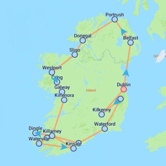 tourhub | On The Go Tours | Ireland Encompassed (Hotel) - 11 days | Tour Map