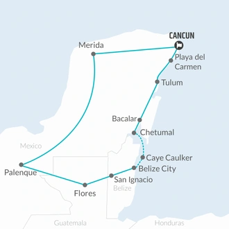 tourhub | Bamba Travel | Mexico & Guatemala Circuit (from Cancun) Travel Pass | Tour Map