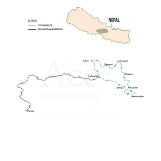 tourhub | Ace the Himalaya | Biking and Safari Adventure in Nepal | Tour Map