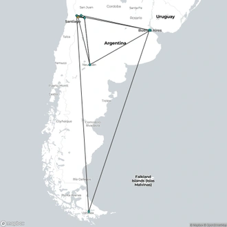 tourhub | Unu Raymi Tour Operator & Lodges | Aconcagua Summit – 13 or 16 Days | Tour Map