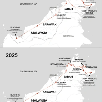 tourhub | Explore! | Borneo Wildlife Highlights | Tour Map