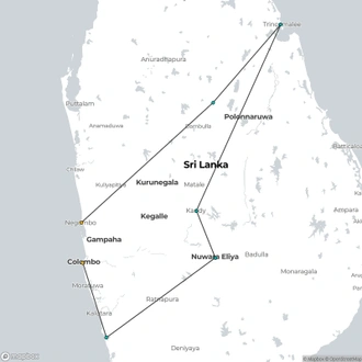 tourhub | Aitken Spence Travels | Romantic Escape, Private Tour | Tour Map