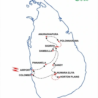 tourhub | Tweet World Travel | Sri Lanka Short Tour | Tour Map