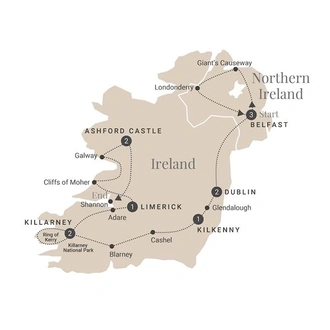 tourhub | Luxury Gold | Ultimate Ireland | Tour Map