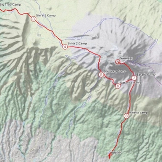 tourhub | Mbega African Safaris | 7 Days Kilimanjaro Climb Lemosho Route | Tour Map