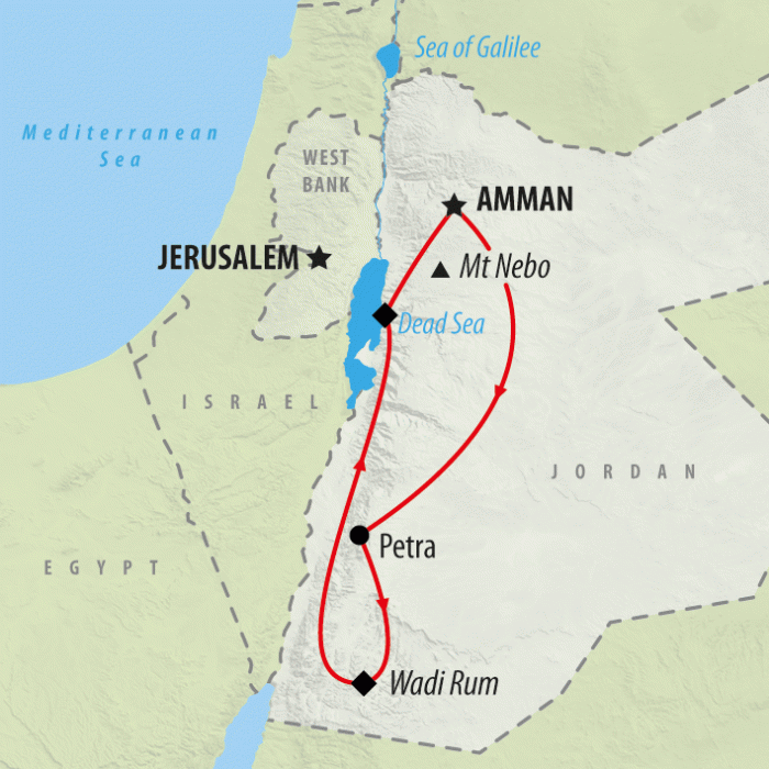 tourhub | On The Go Tours | Self Drive Jordan - 8 days | Tour Map