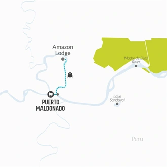 tourhub | Bamba Travel | Puerto Maldonado Amazon Budget Eco-Lodge 4D/3N | Tour Map