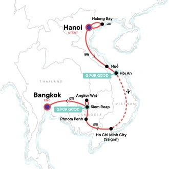 tourhub | G Adventures | Essential Vietnam & Cambodia | Tour Map