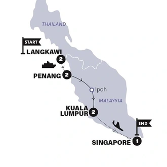 tourhub | Contiki | Malaysia and Singapore Highlights | Tour Map