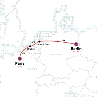 tourhub | G Adventures | Berlin to Paris: Bikes & Beer Gardens | Tour Map