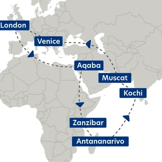 tourhub | Titan Travel | Spice Route Journey - From Aqaba to Venice by Private Jet | Tour Map