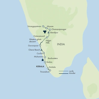 tourhub | Exodus | Cycle Kerala & Tropical India | Tour Map