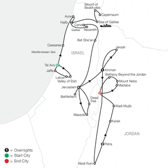 tourhub | Globus | Israel & Wonders of Jordan | Tour Map