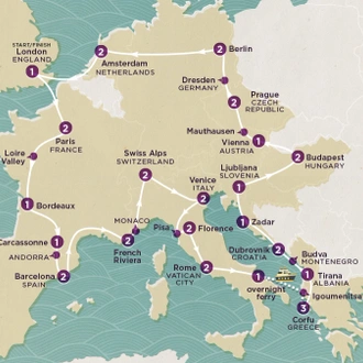 tourhub | Topdeck | Play & Pause: Epic European 2025 | Tour Map