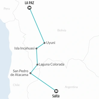 tourhub | Bamba Travel | La Paz to Salta Travel Pass | Tour Map