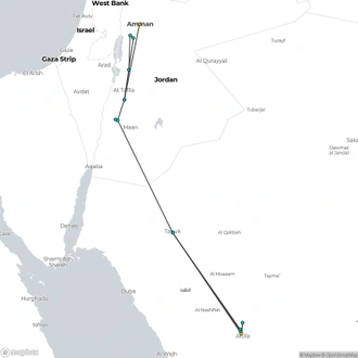 tourhub | Crooked Compass | Jordan &#038; Saudi Arabia Encompassed | Tour Map