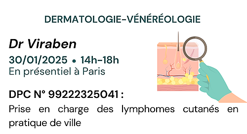 Représentation de la formation : Prise en charge des lymphomes cutanés en pratique de ville - DPC - n° 99222325041