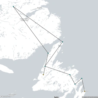 tourhub | Omega Tours | Exploring Newfoundland & Labrador from West to East | Tour Map