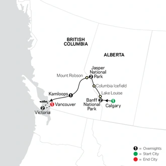 tourhub | Cosmos | Heart of the Canadian Rockies | Tour Map