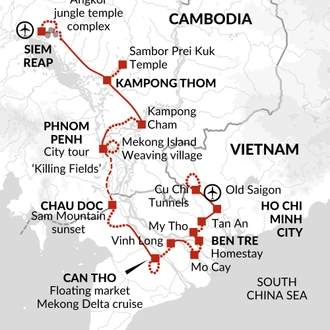 tourhub | Explore! | Cycle Vietnam and Cambodia | Tour Map