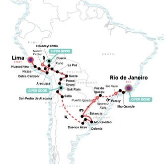 tourhub | G Adventures | Lima to Rio: Coast to Coast | Tour Map