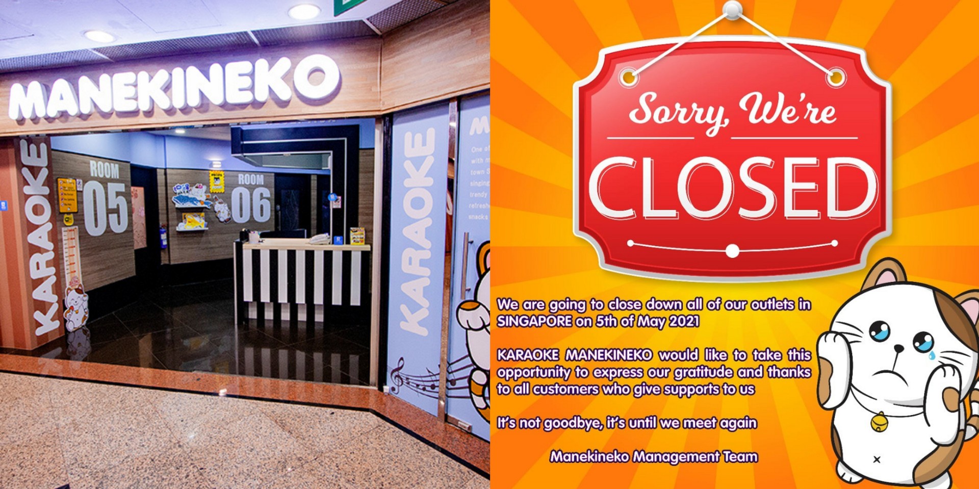 Karaoke Manekineko announces closure of Singapore outlets, sad customers recount fond memories of the KTV over the years 