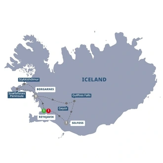 tourhub | Trafalgar | Iceland including the Blue Lagoon | Tour Map